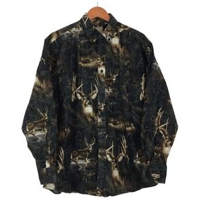 Legacy Falls Outfitters L Cotton Deer Print Button Front Shirt Outdoors